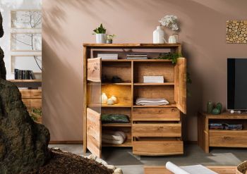 Highboard Wildeiche 131x45x147 natur geölt PURE OAK #703
