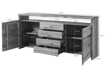 Sideboard Wildeiche 210x45x96 natur geölt PURE OAK #701