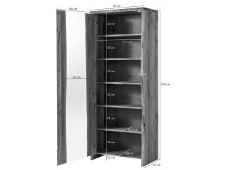 Vitrine Wildeiche 81x45x204 natur geölt PURE OAK #107