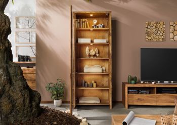 Vitrine Wildeiche 81x45x204 natur geölt PURE OAK #107