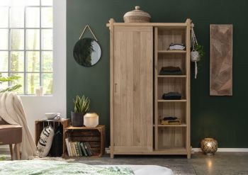 Kleiderschrank Eiche 120x45x190 natur geölt OAK HEART #21