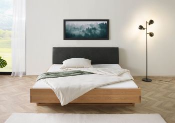 Bett Eiche 180x200x85 natur geölt, Kopfteil anthrazit FICHTELBERG #27