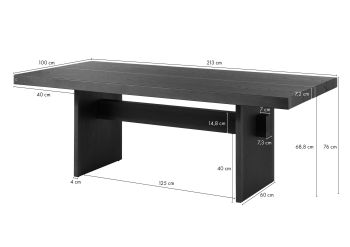 Esstisch Eiche 213x100x76 dunkelbraun lackiert BEAMS #80