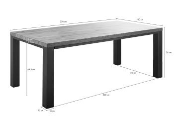 Esstisch Wildeiche 220x100x76 natur geölt VILLANDERS #120