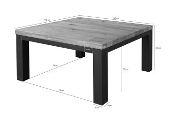 Couchtisch BALKEN Wildeiche 90x90x45 bianco geölt VILLANDERS #229