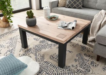 Couchtisch BALKEN Wildeiche 90x90x45 bianco geölt VILLANDERS #229
