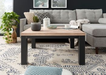 Couchtisch BALKEN Wildeiche 90x90x45 bianco geölt VILLANDERS #229