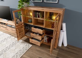 Highboard Wild-/Zerreiche 160x45x140 natur geölt MONTREUX #042