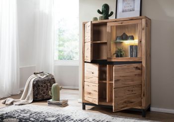Highboard Wildeiche 103x40x148 natur geölt VILLANDERS #105
