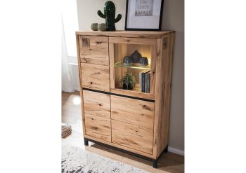 Highboard Wildeiche 103x40x148 natur geölt VILLANDERS #105