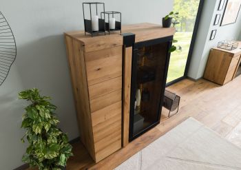 Highboard Eiche 110x45x144 natur geölt ROTTERDAM #100