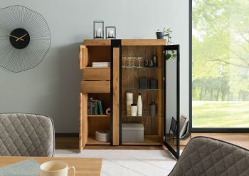 Highboard Eiche 110x45x144 natur geölt ROTTERDAM #100
