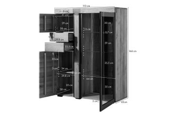 Highboard Eiche 110x45x144 natur geölt ROTTERDAM #100