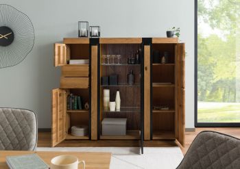 Highboard Wildeiche 161x45x144 natur geölt ROTTERDAM #101