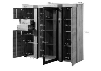 Highboard Wildeiche 161x45x144 natur geölt ROTTERDAM #101