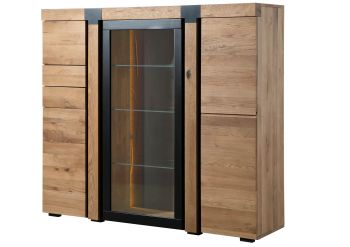 Highboard Wildeiche 161x45x144 natur geölt ROTTERDAM #101