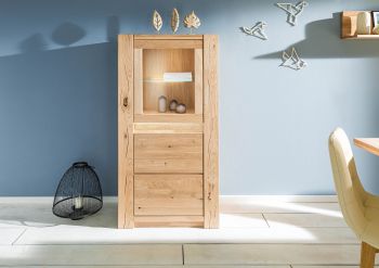 Highboard Wildeiche 73x40x142 beige geölt KENT #206