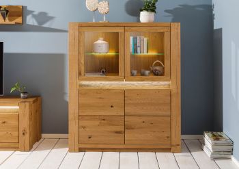 Highboard Wildeiche 123x40x142 braun geölt KENT #304
