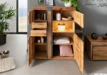 Highboard Wildeiche / Zerreiche 110x45x142 natur geölt NEW AMSTERDAM #05