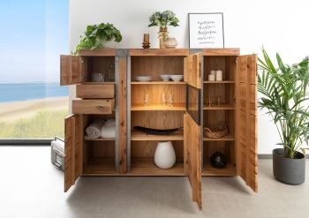 Highboard Wildeiche / Zerreiche 160x45x142 natur NEW AMSTERDAM #07