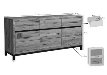 Sideboard Wildeiche 175x45x85 natur geölt VILLANDERS #108