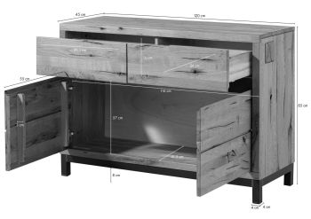 Sideboard Wildeiche 120x45x85 natur geölt VILLANDERS #111