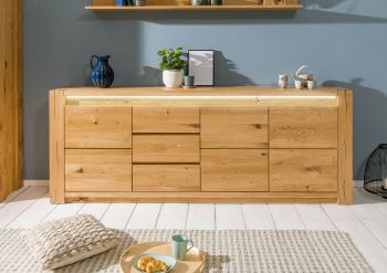 Sideboard Wildeiche 223x40x85 natur geölt KENT #131