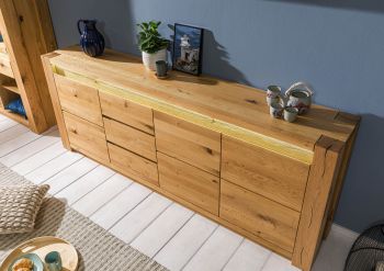 Sideboard Wildeiche 223x40x85 natur geölt KENT #131