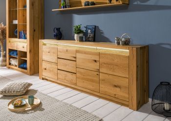 Sideboard Wildeiche 223x40x85 natur geölt KENT #131