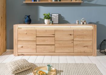 Sideboard Wildeiche 223x40x85 beige geölt KENT #231