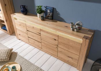 Sideboard Wildeiche 223x40x85 beige geölt KENT #231