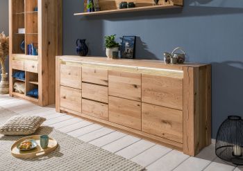 Sideboard Wildeiche 223x40x85 beige geölt KENT #231