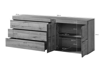 Sideboard Wild-/Zerreiche 200x45x75 natur geölt NEW AMSTERDAM #16