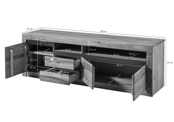 TV-Board Wild-/ Zerreiche 185x45x55 tabacco brown geölt MONTREUX  #330