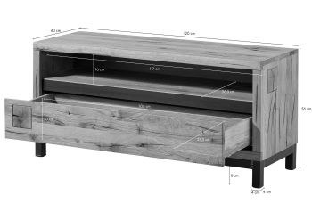 TV-Board Wildeiche 120x40x56 natur geölt VILLANDERS #112
