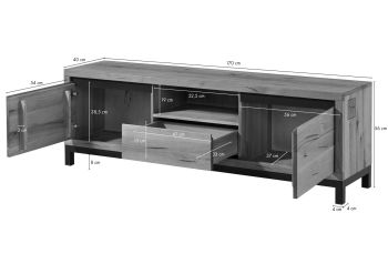TV-Board Wildeiche 170x40x56 natur geölt VILLANDERS #113