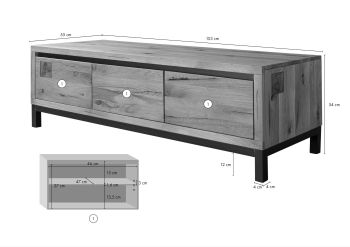 TV-Board Wildeiche 153x55x54 natur geölt VILLANDERS #150