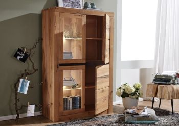 Vitrine Wild-/Zerreiche 95x42x150 natur geölt MONTREUX #102