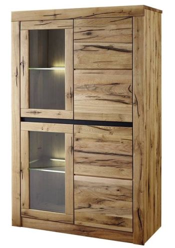 Vitrine Wild-/Zerreiche 95x42x150 natur geölt MONTREUX #102