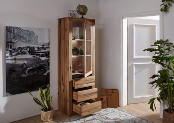 Vitrine Wild-/Zerreiche 62x42x191 natur geölt MONTREUX #121