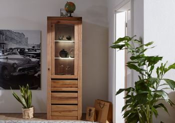 Vitrine Wild-/Zerreiche 62x42x191 natur geölt MONTREUX #121
