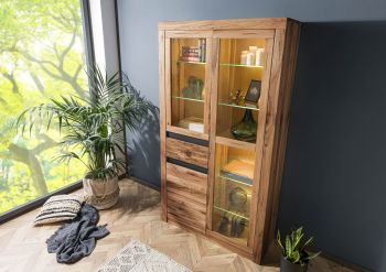 Vitrine Wild-/ Zerreiche 110x42x200 tabacco brown geölt MONTREUX  #318