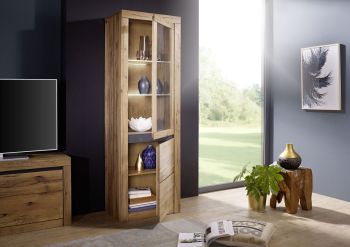 Vitrine Wild-/Zerreiche 62x42x191 Tabacco brown geölt MONTREUX #320