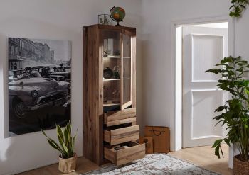 Vitrine Wild-/Zerreiche 62x42x190 Tabacco brown geölt MONTREUX #321