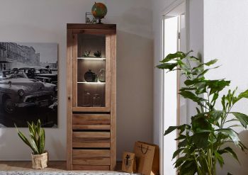 Vitrine Wild-/Zerreiche 62x42x190 Tabacco brown geölt MONTREUX #321