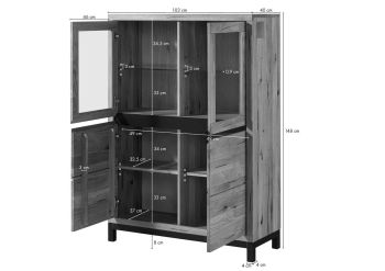 Vitrine Wildeiche 103x40x148 natur geölt VILLANDERS #102