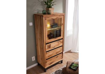 Vitrine Wildeiche 65x40x148 natur geölt VILLANDERS #103