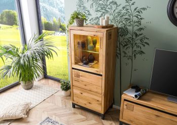 Vitrine Wildeiche 65x40x148 natur geölt VILLANDERS #104