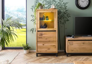 Vitrine Wildeiche 65x40x148 natur geölt VILLANDERS #104