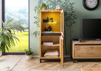 Vitrine Wildeiche 65x40x148 natur geölt VILLANDERS #104